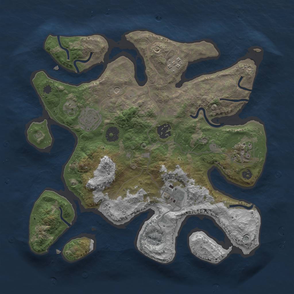 Rust Map: Procedural Map, Size: 3030, Seed: 156380232, 8 Monuments