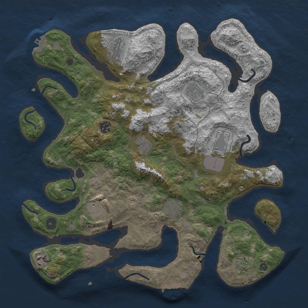 Rust Map: Procedural Map, Size: 4000, Seed: 15843, 15 Monuments