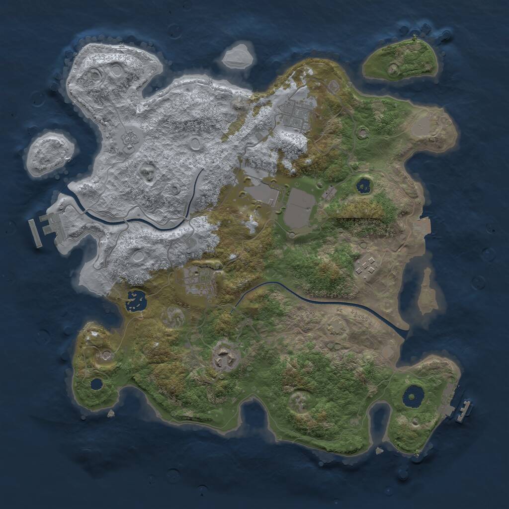 Rust Map: Procedural Map, Size: 3500, Seed: 58154, 12 Monuments