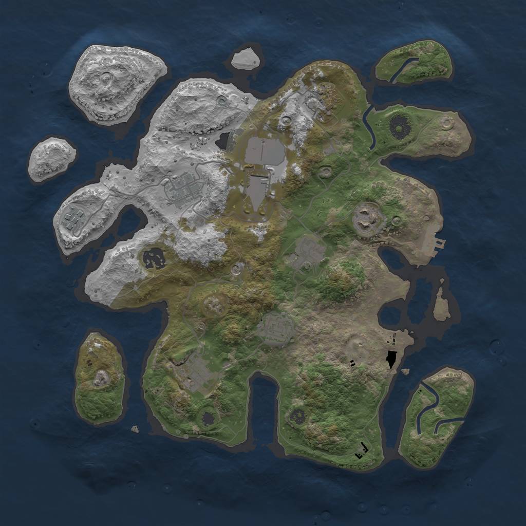 Rust Map: Procedural Map, Size: 3500, Seed: 58154, 13 Monuments