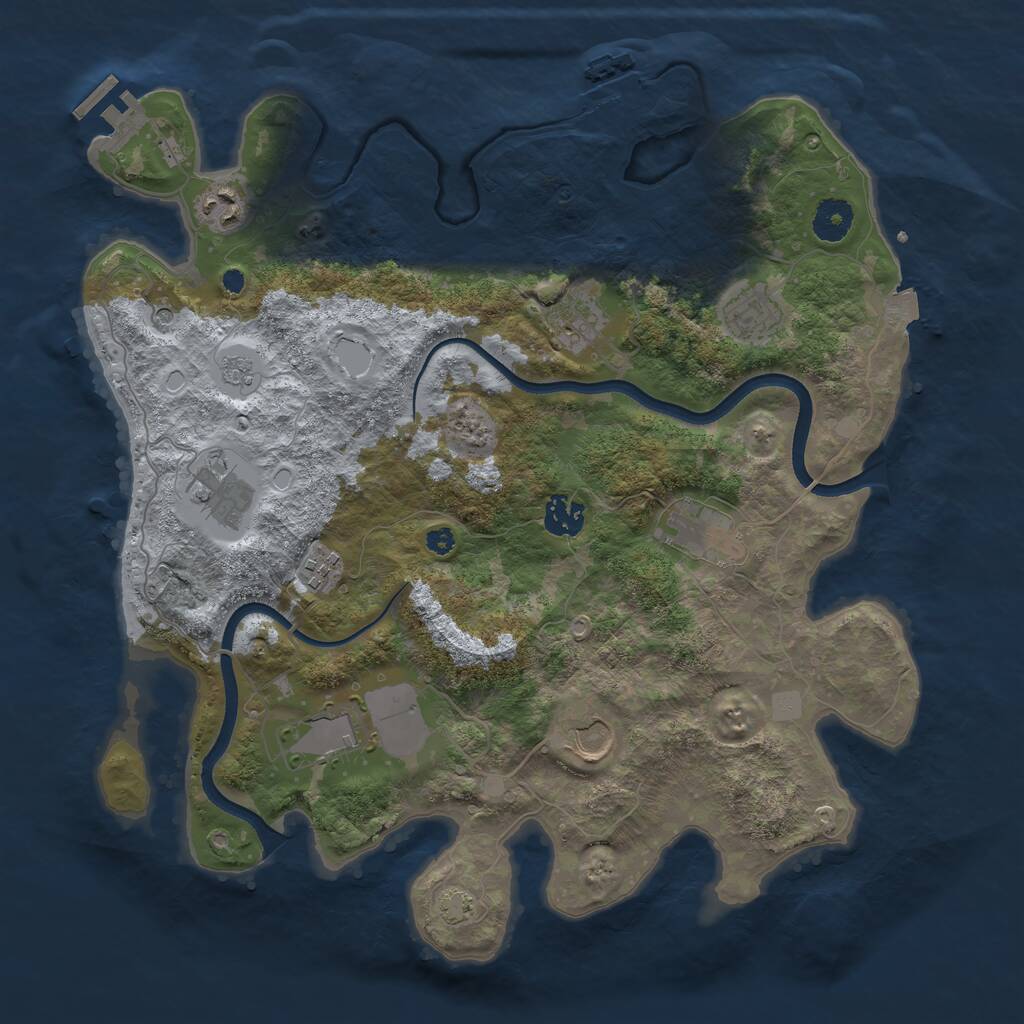 Rust Map: Procedural Map, Size: 3700, Seed: 20434369, 15 Monuments