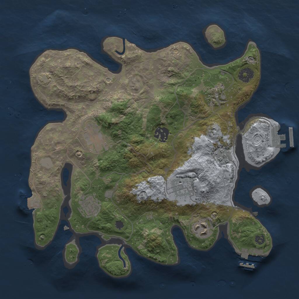 Rust Map: Procedural Map, Size: 3000, Seed: 919909024, 11 Monuments