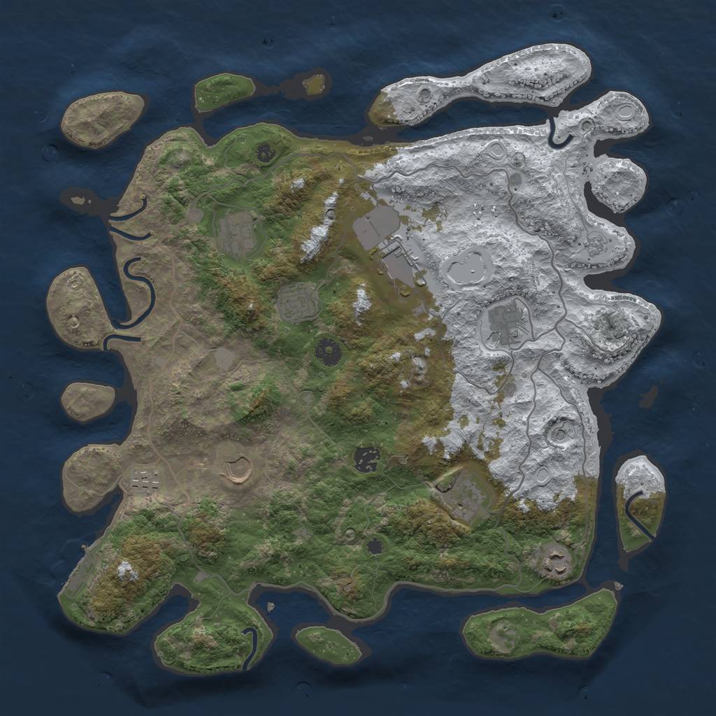 Rust Map: Procedural Map, Size: 4000, Seed: 40000, 17 Monuments