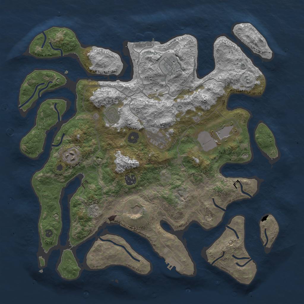 Rust Map: Procedural Map, Size: 4000, Seed: 1543455, 13 Monuments