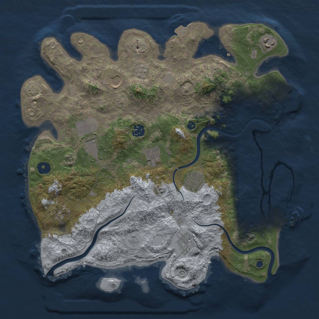 Rust Map: Procedural Map, Size: 3750, Seed: 100926887, 15 Monuments