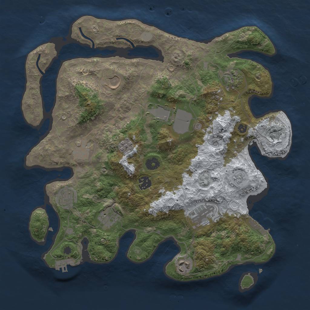 Rust Map: Procedural Map, Size: 3500, Seed: 580526, 19 Monuments