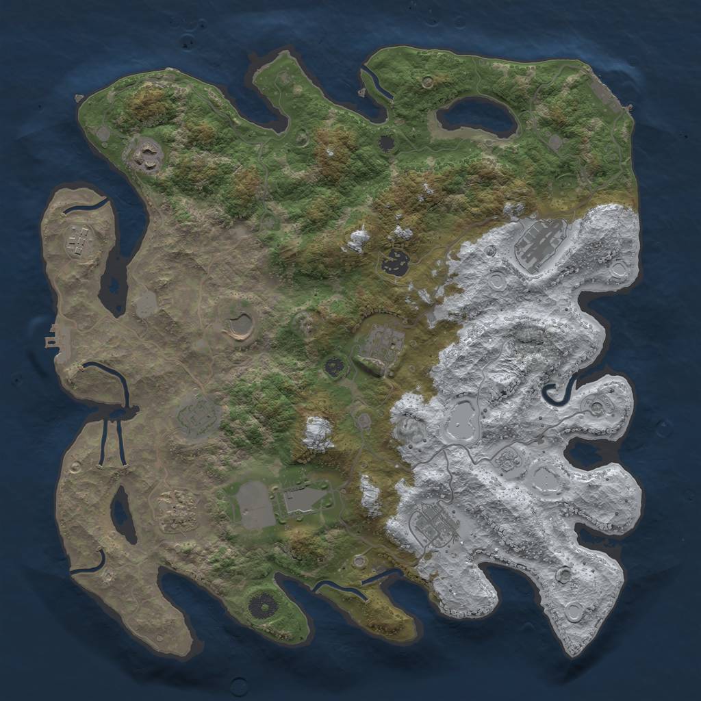 Rust Map: Procedural Map, Size: 3900, Seed: 5324524, 19 Monuments