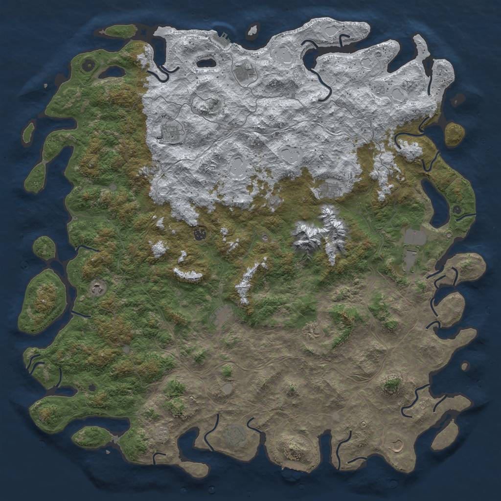 Rust Map: Procedural Map, Size: 6000, Seed: 4500, 20 Monuments