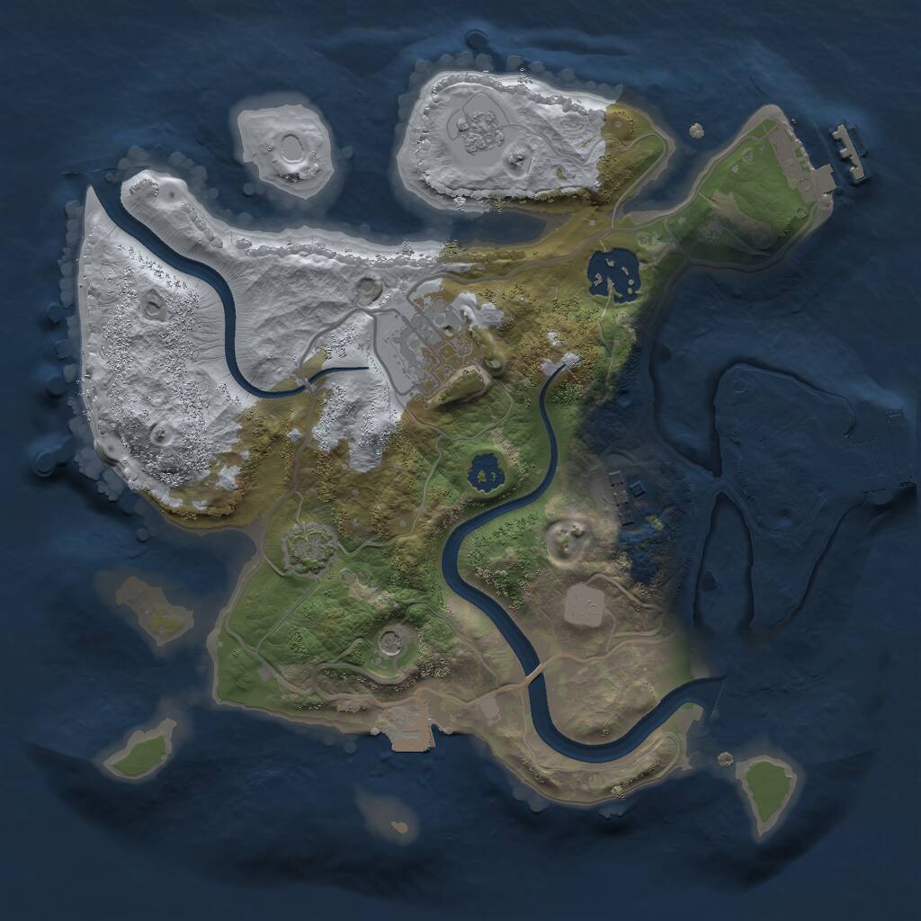 Rust Map: Procedural Map, Size: 2500, Seed: 32146, 9 Monuments