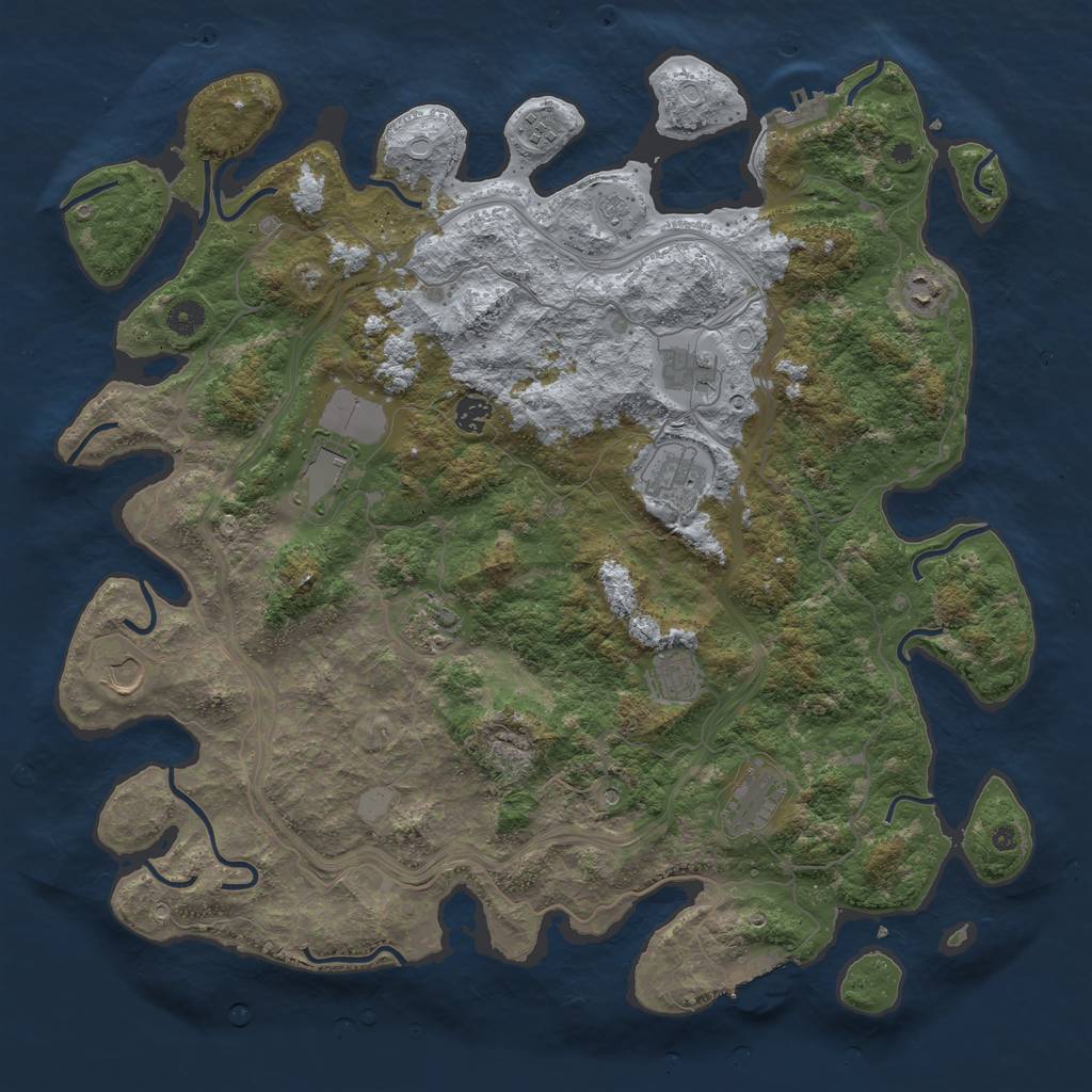 Rust Map: Procedural Map, Size: 4500, Seed: 961237, 19 Monuments