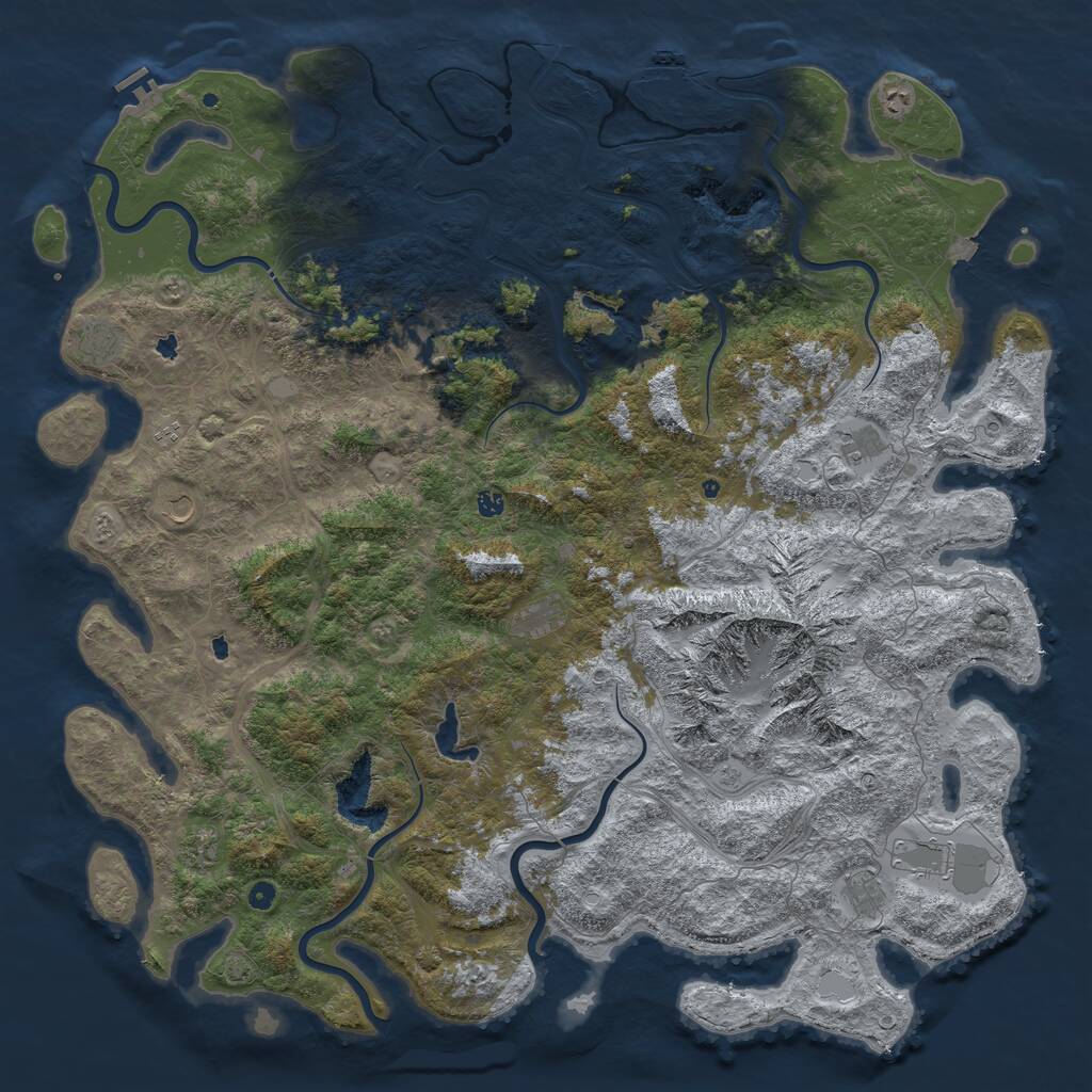 Rust Map: Procedural Map, Size: 6000, Seed: 162021, 17 Monuments