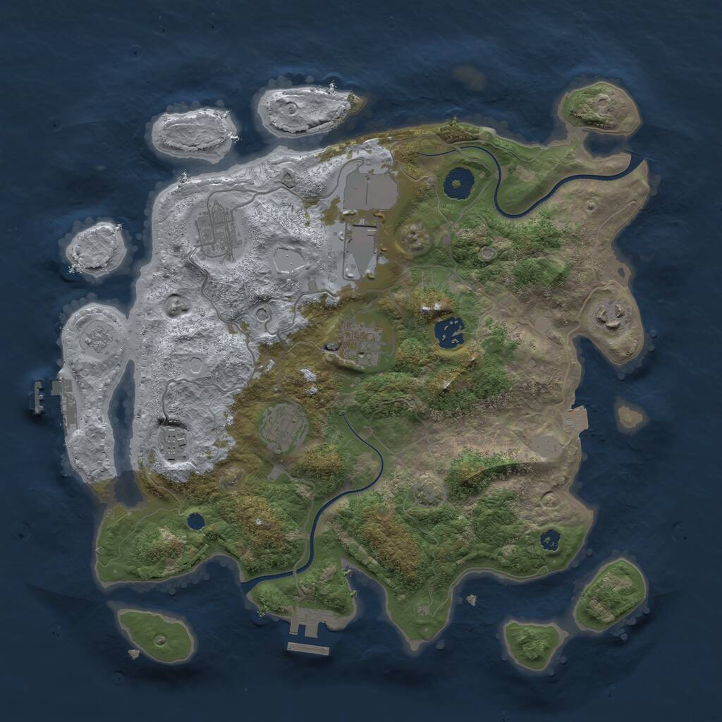 Rust Map: Procedural Map, Size: 3500, Seed: 879234, 13 Monuments