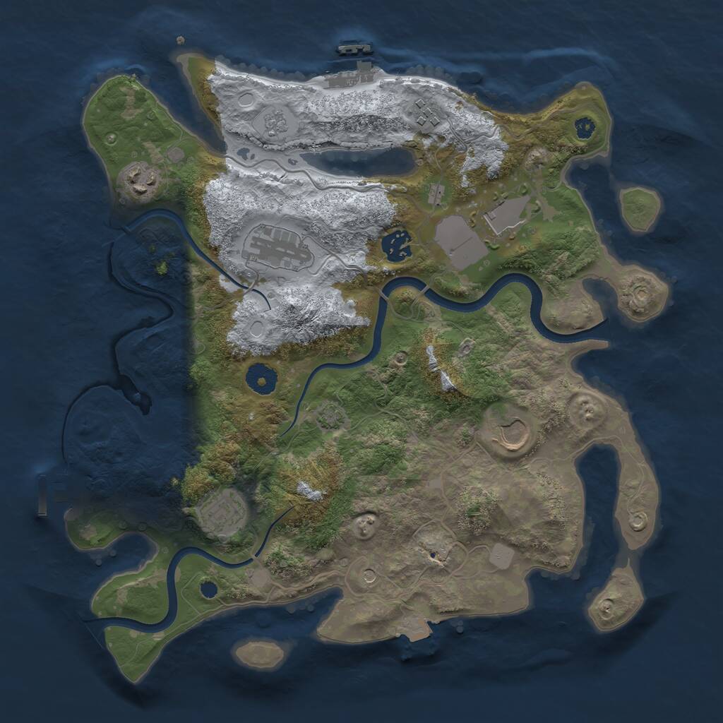 Rust Map: Procedural Map, Size: 3500, Seed: 35971681, 13 Monuments