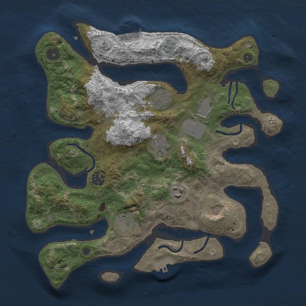 Rust Map: Procedural Map, Size: 3500, Seed: 35971681, 13 Monuments