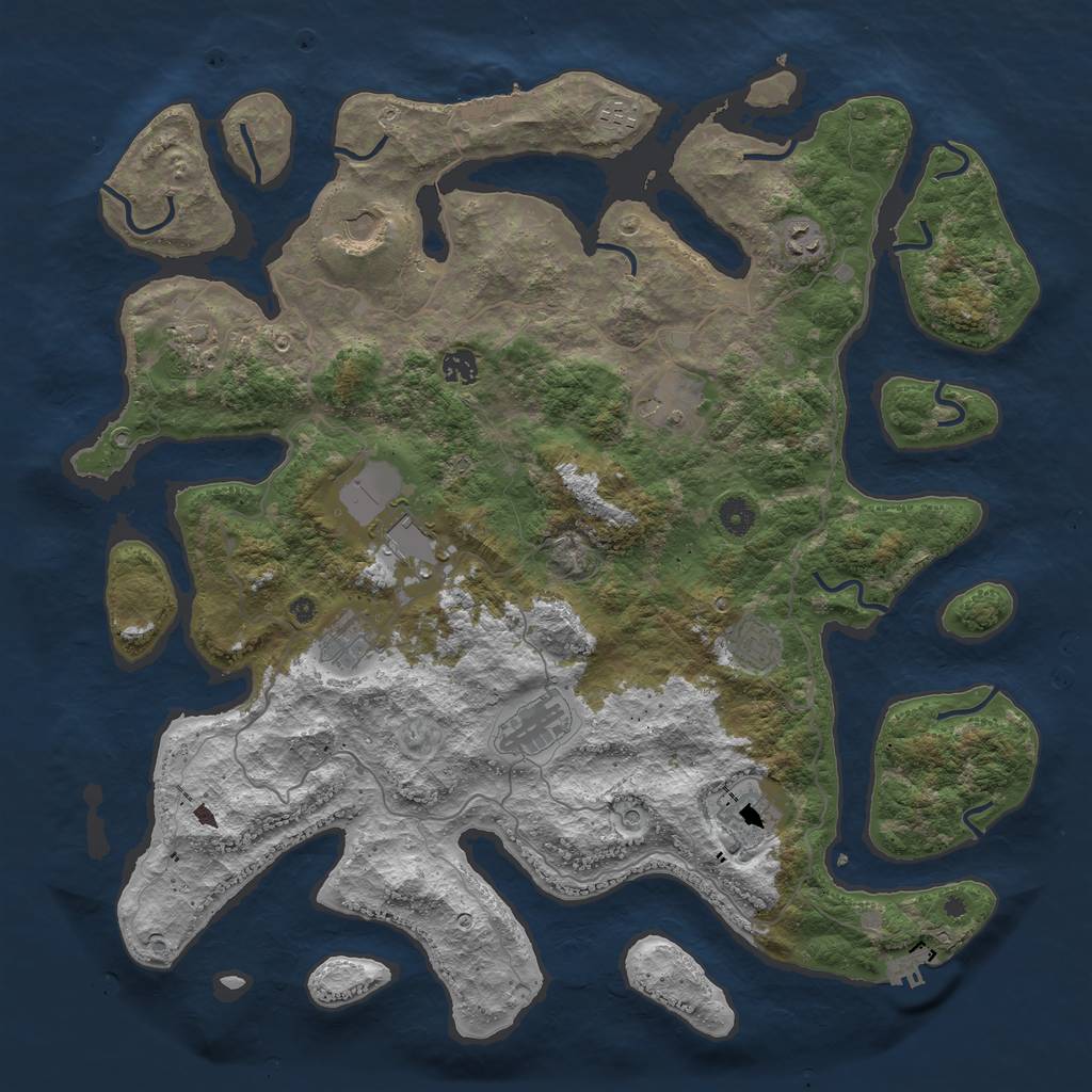 Rust Map: Procedural Map, Size: 4500, Seed: 603354, 16 Monuments