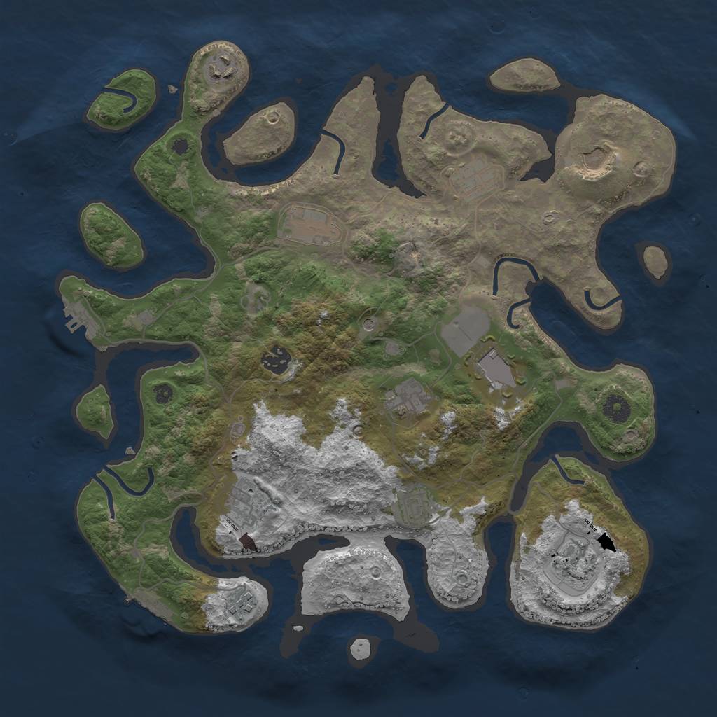 Rust Map: Procedural Map, Size: 3850, Seed: 477158906, 16 Monuments