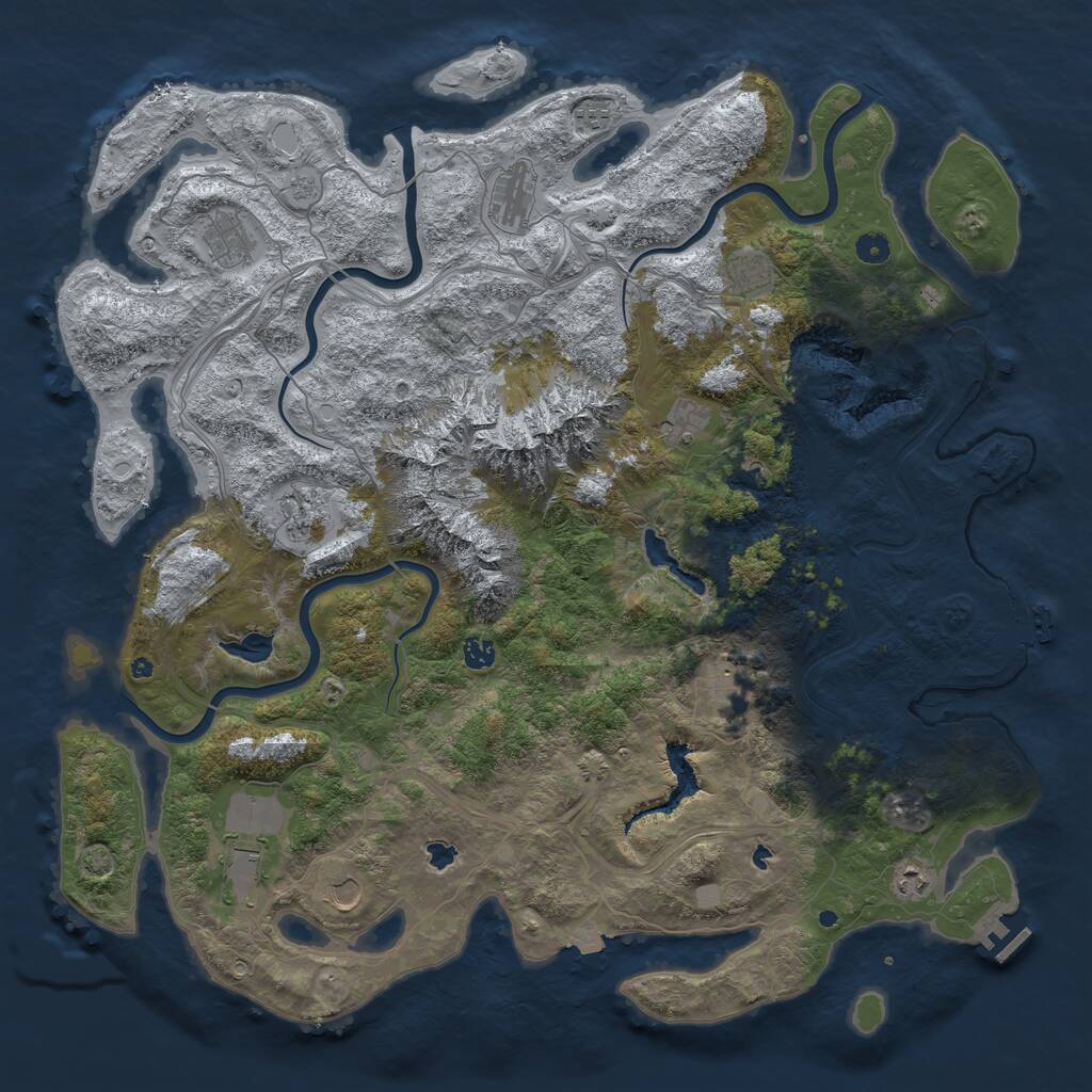 Rust Map: Procedural Map, Size: 5000, Seed: 400400400, 17 Monuments