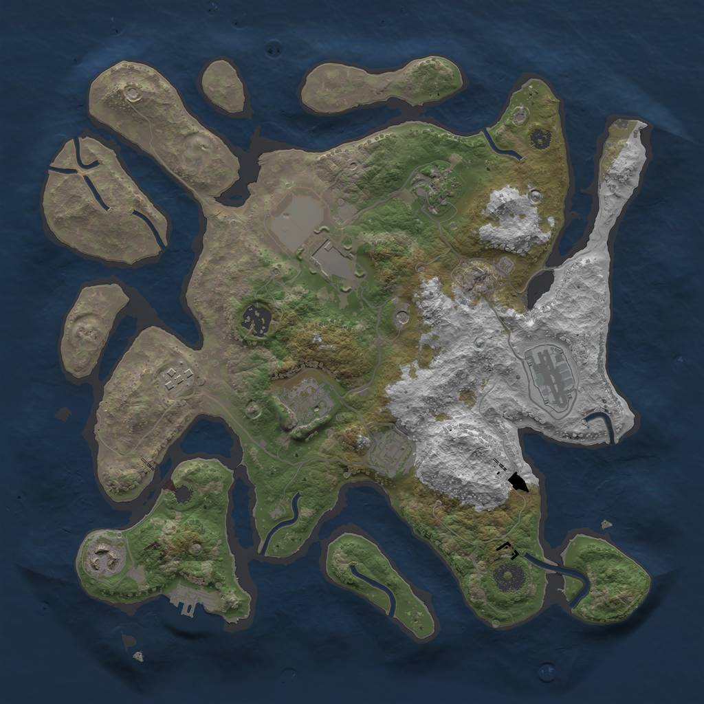 Rust Map: Procedural Map, Size: 3500, Seed: 597946490, 12 Monuments