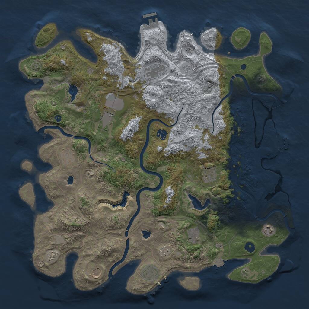 Rust Map: Procedural Map, Size: 4500, Seed: 734222931, 16 Monuments