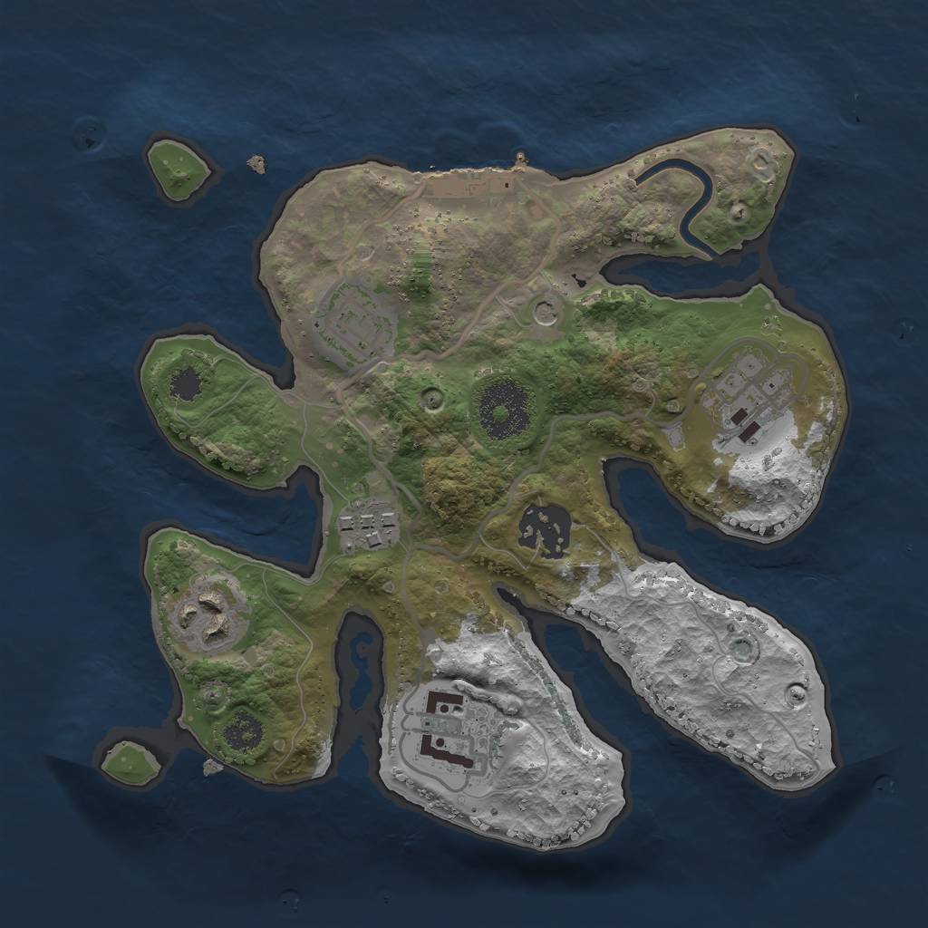 Rust Map: Procedural Map, Size: 2500, Seed: 732969116, 10 Monuments