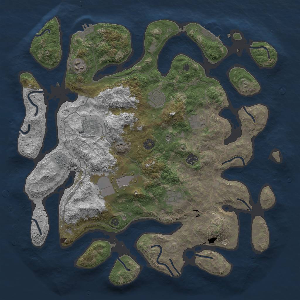 Rust Map: Procedural Map, Size: 4000, Seed: 923705552, 13 Monuments