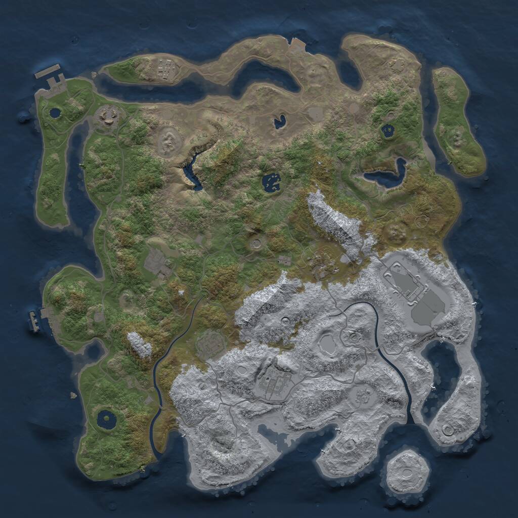 Rust Map: Procedural Map, Size: 4000, Seed: 7395, 14 Monuments