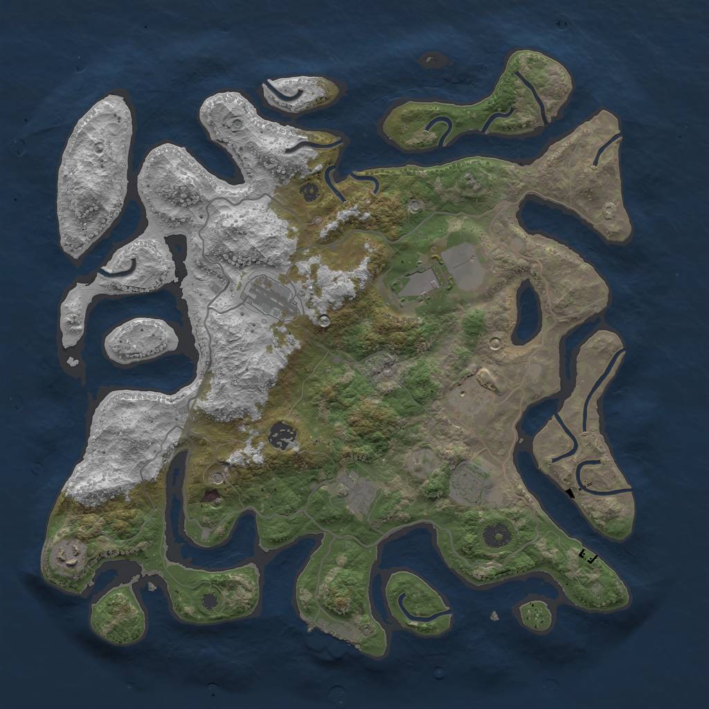 Rust Map: Procedural Map, Size: 4000, Seed: 376346575, 11 Monuments