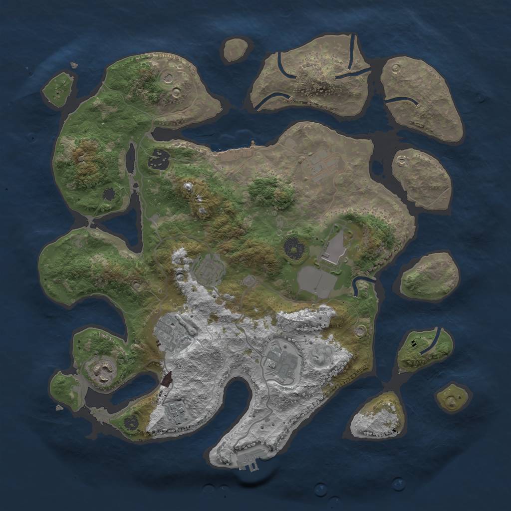 Rust Map: Procedural Map, Size: 3600, Seed: 2144855993, 13 Monuments