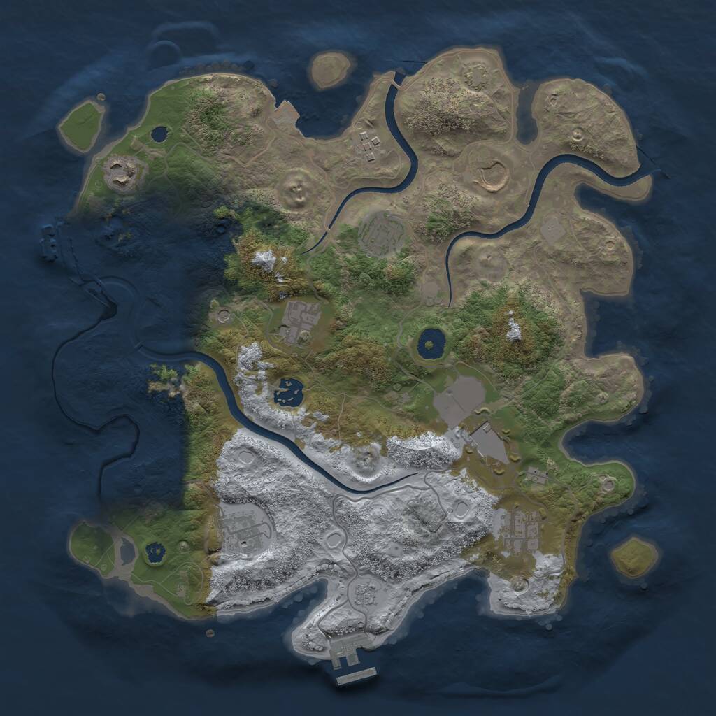 Rust Map: Procedural Map, Size: 3600, Seed: 2144855993, 15 Monuments