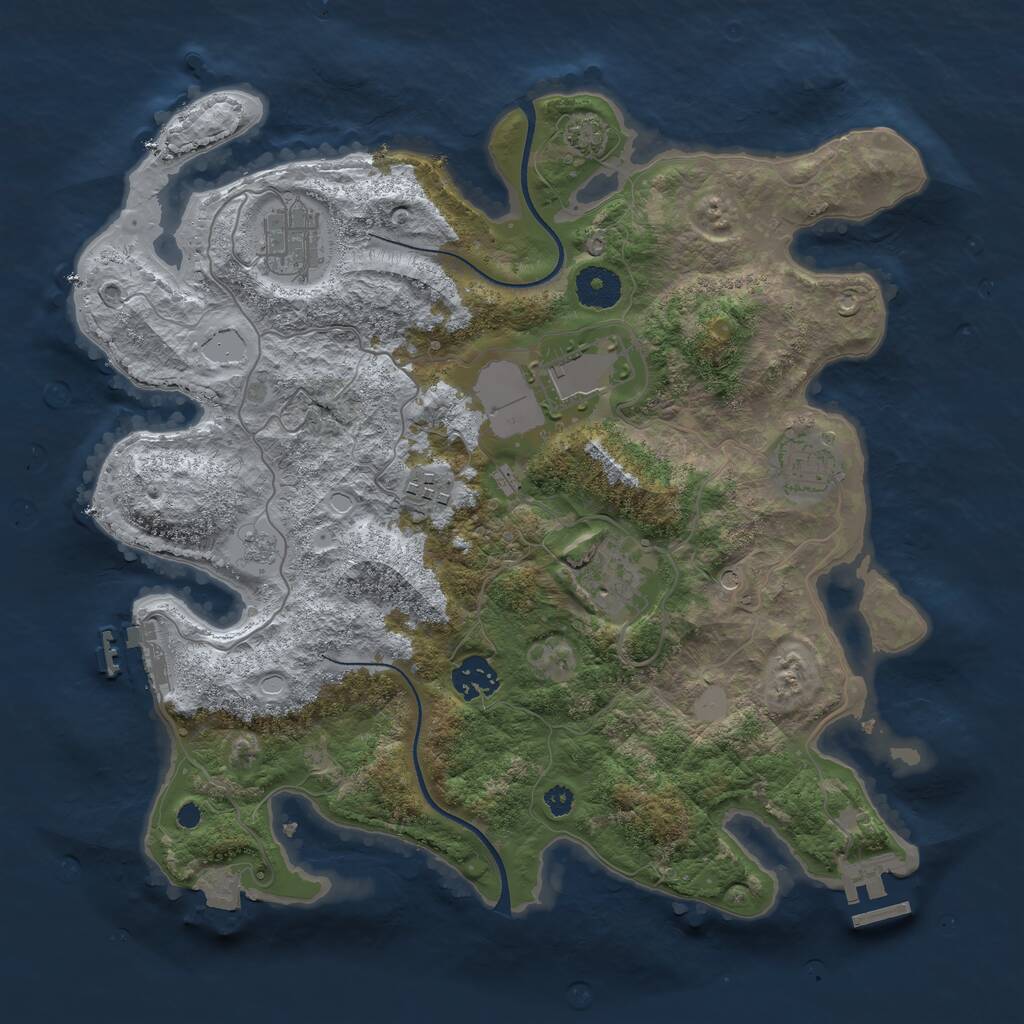 Rust Map: Procedural Map, Size: 3500, Seed: 215939952, 12 Monuments