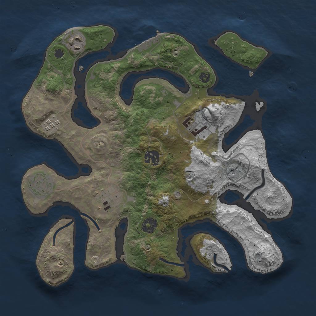 Rust Map: Procedural Map, Size: 3000, Seed: 1936572347, 9 Monuments