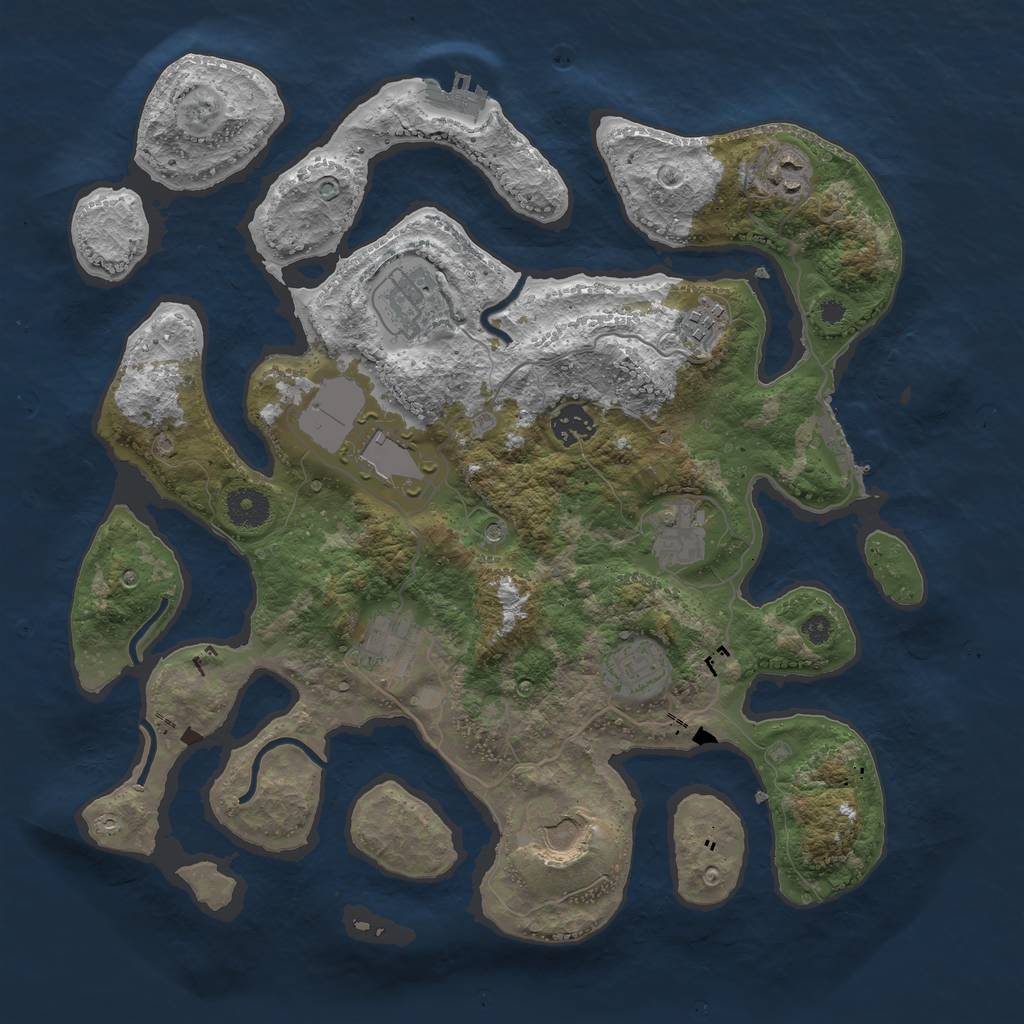 Rust Map: Procedural Map, Size: 3700, Seed: 23199818, 14 Monuments