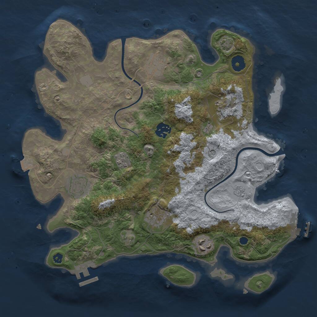 Rust Map: Procedural Map, Size: 3200, Seed: 8738, 13 Monuments