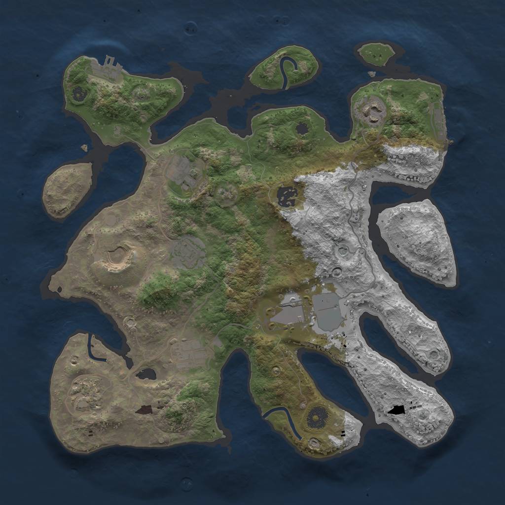 Rust Map: Procedural Map, Size: 3500, Seed: 115935, 13 Monuments