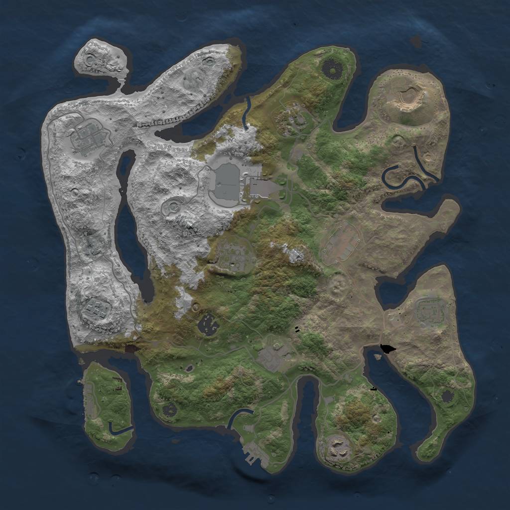Rust Map: Procedural Map, Size: 3700, Seed: 990466709, 16 Monuments