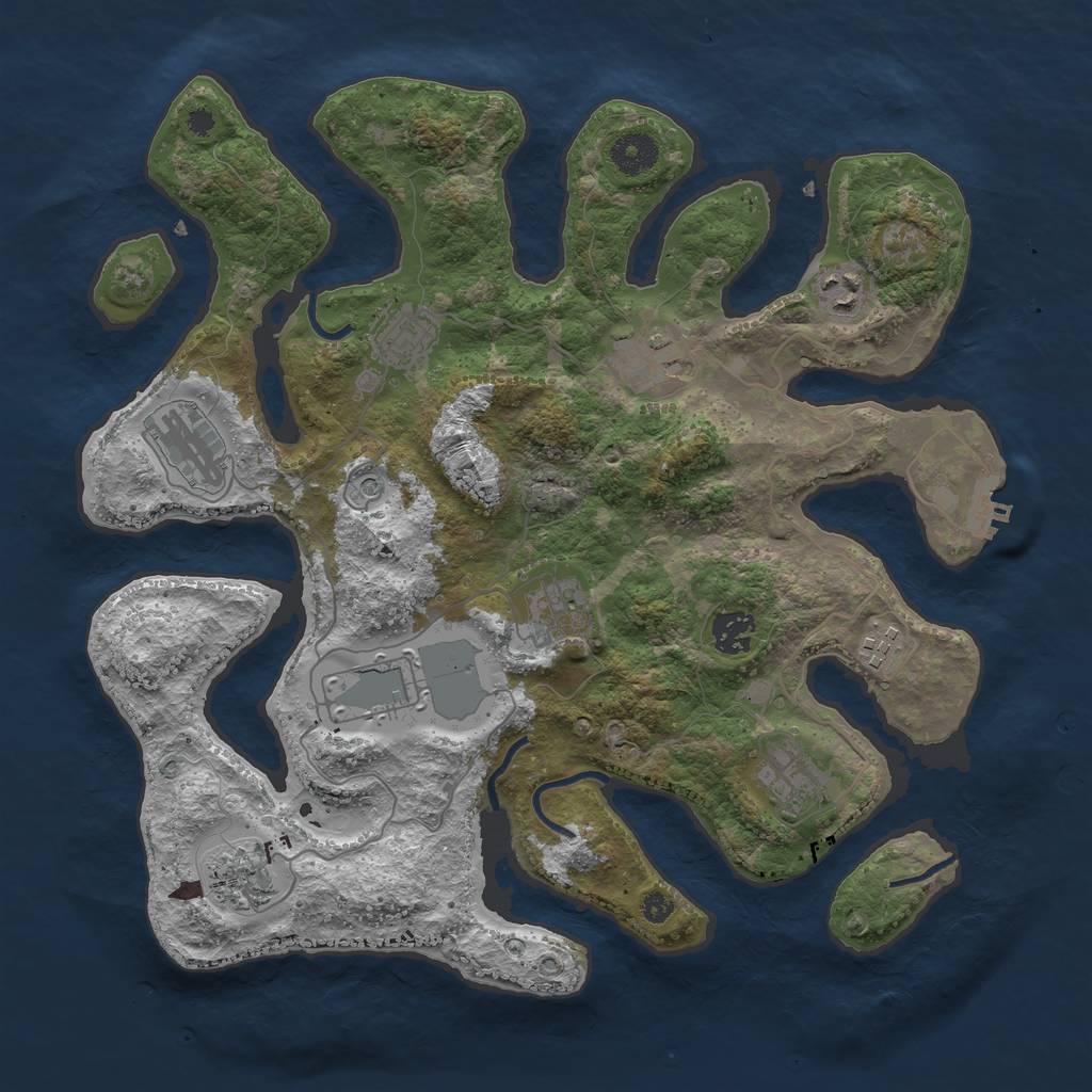 Rust Map: Procedural Map, Size: 3700, Seed: 172145389, 14 Monuments