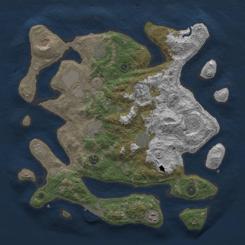 Rust Map: Procedural Map, Size: 3900, Seed: 93, 14 Monuments