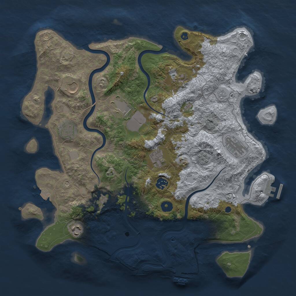Rust Map: Procedural Map, Size: 3900, Seed: 93, 16 Monuments