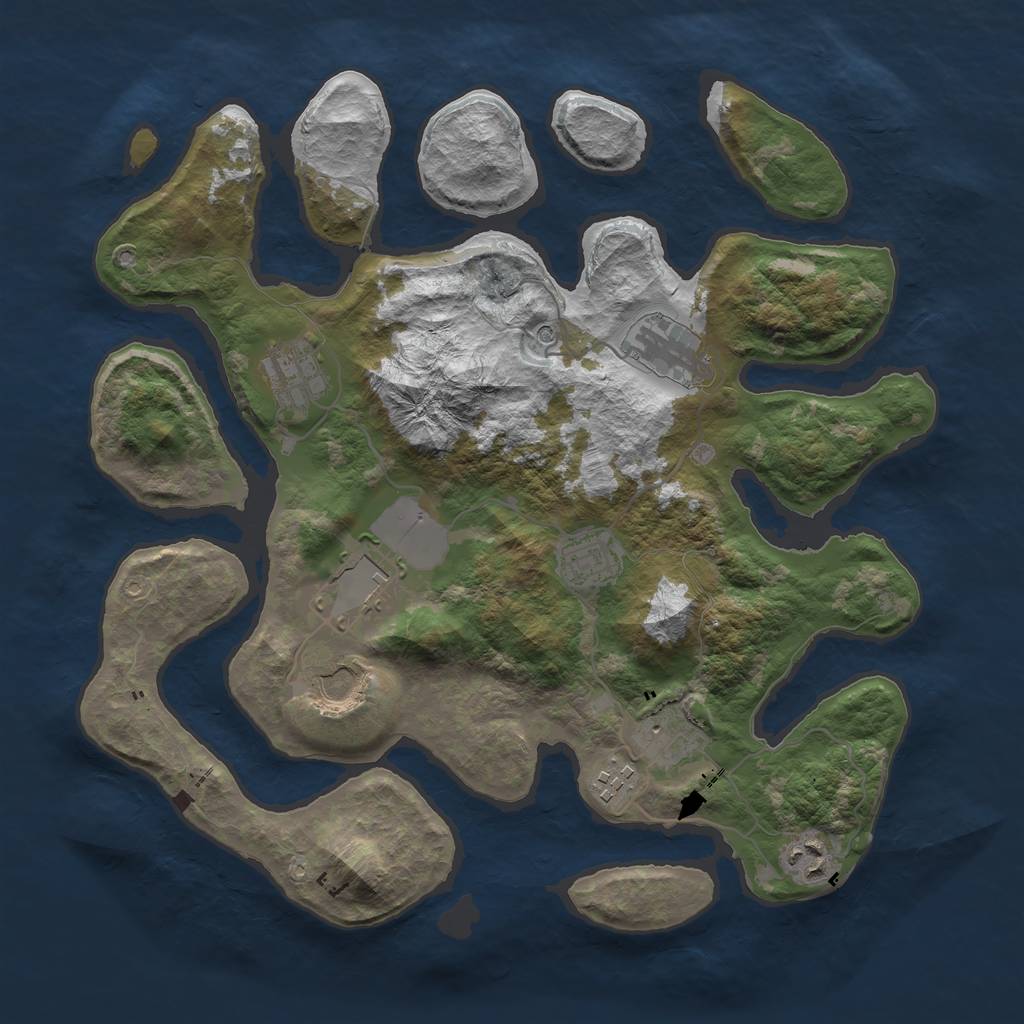 Rust Map: Barren, Size: 3600, Seed: 509703036, 11 Monuments