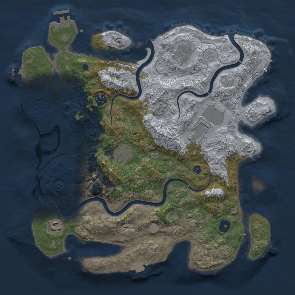 Rust Map: Procedural Map, Size: 3700, Seed: 172174395, 13 Monuments