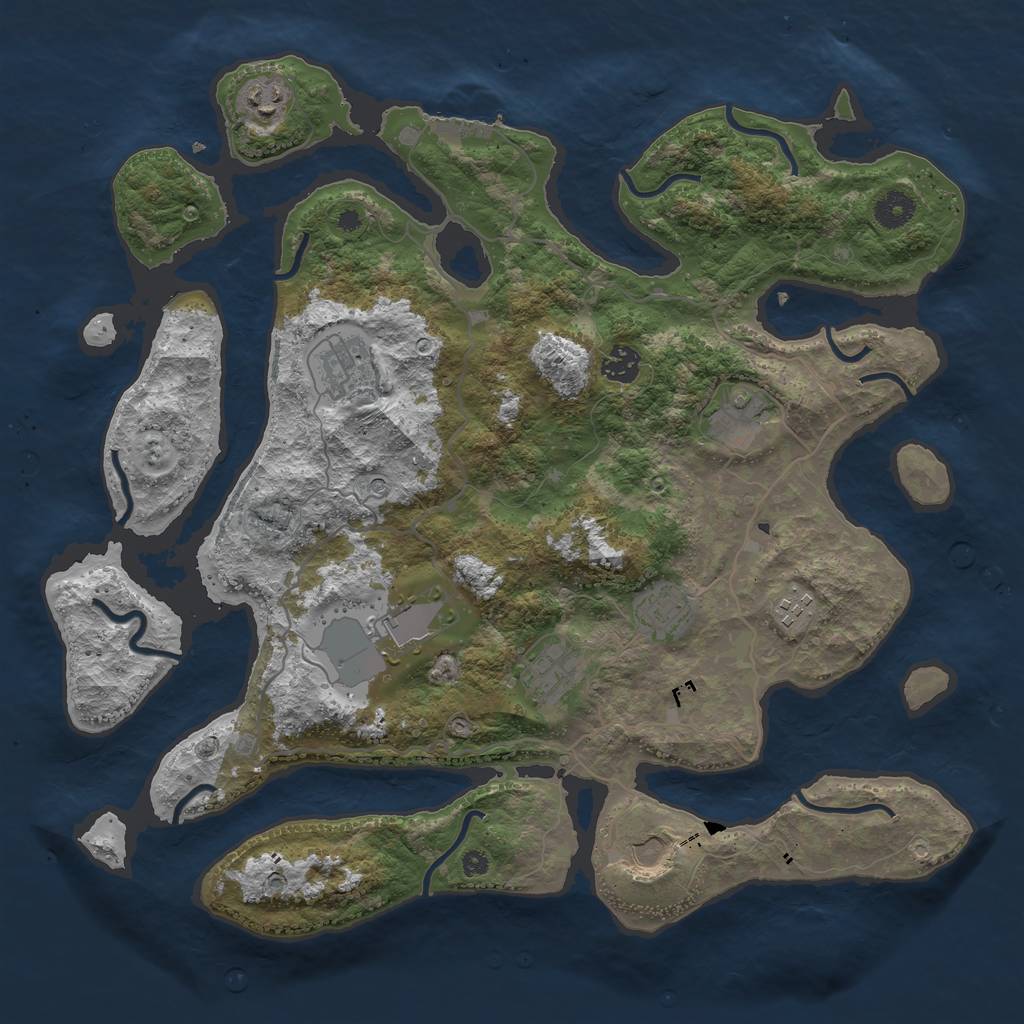 Rust Map: Procedural Map, Size: 4000, Seed: 7954011, 13 Monuments