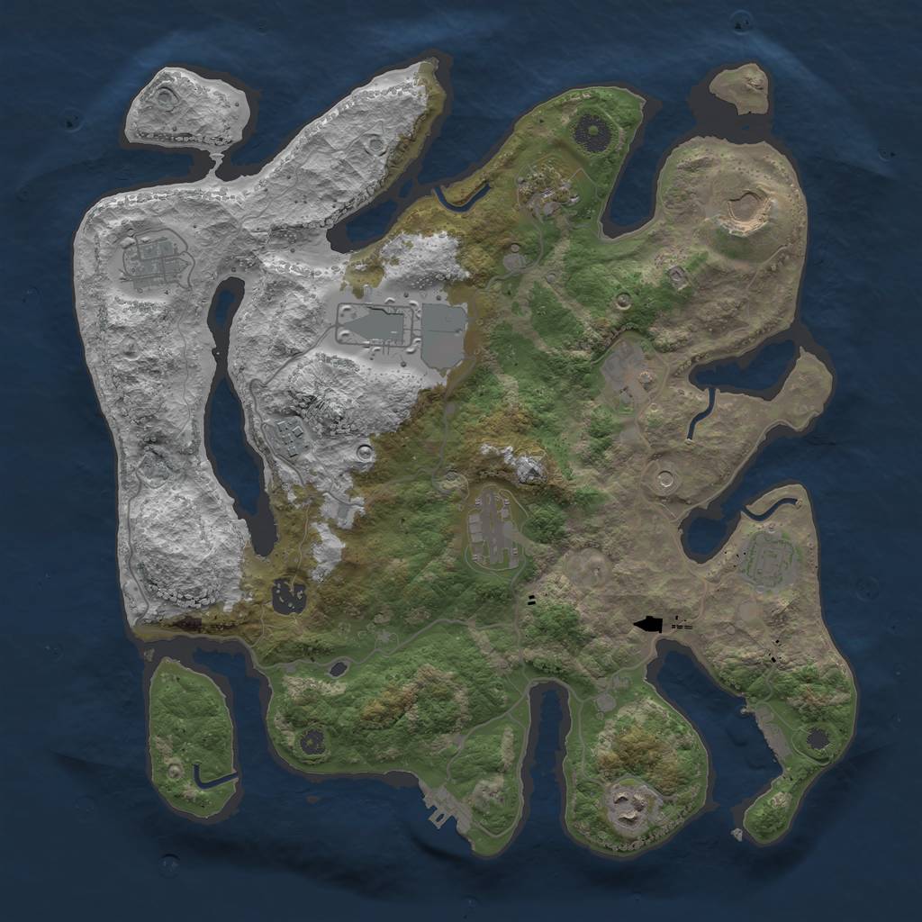 Rust Map: Procedural Map, Size: 3750, Seed: 990466709, 15 Monuments