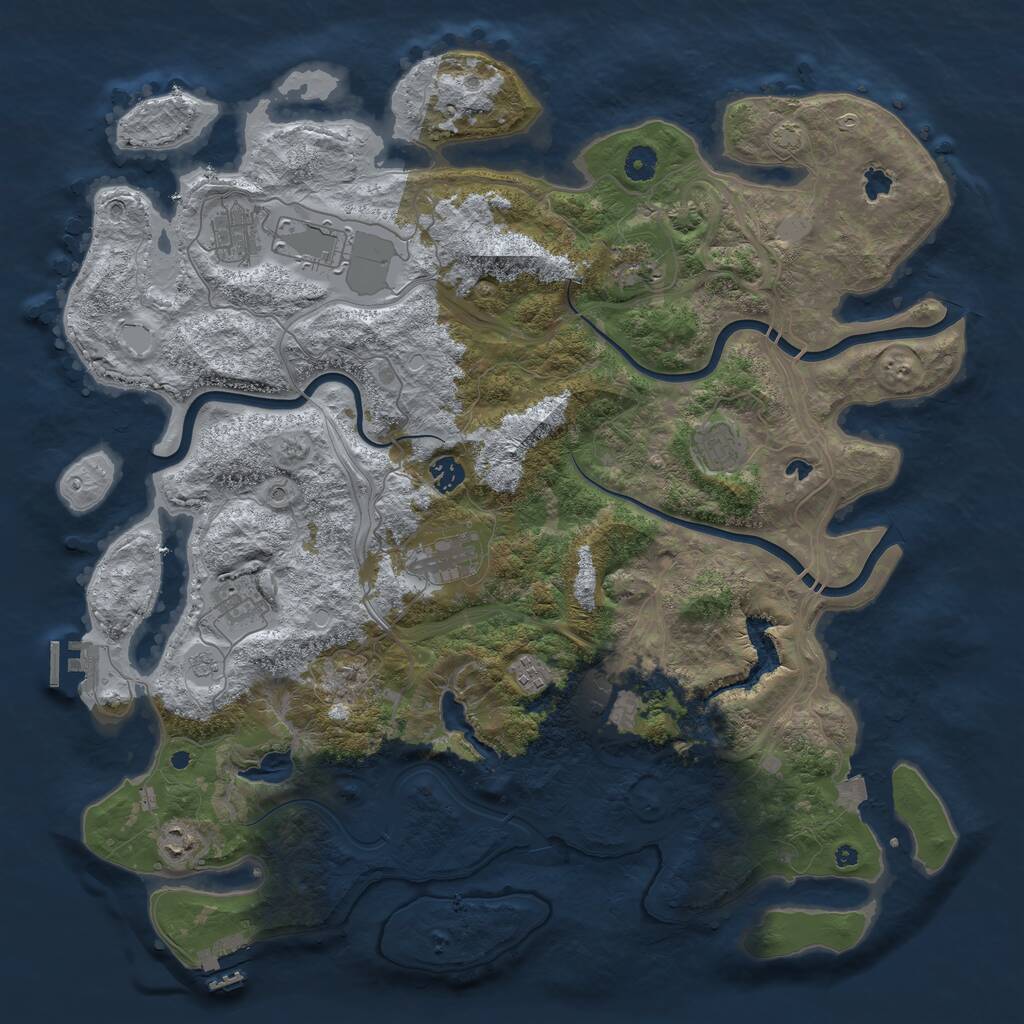Rust Map: Procedural Map, Size: 4500, Seed: 6853691, 16 Monuments