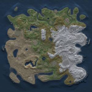 Thumbnail Rust Map: Procedural Map, Size: 4000, Seed: 764886258, 14 Monuments