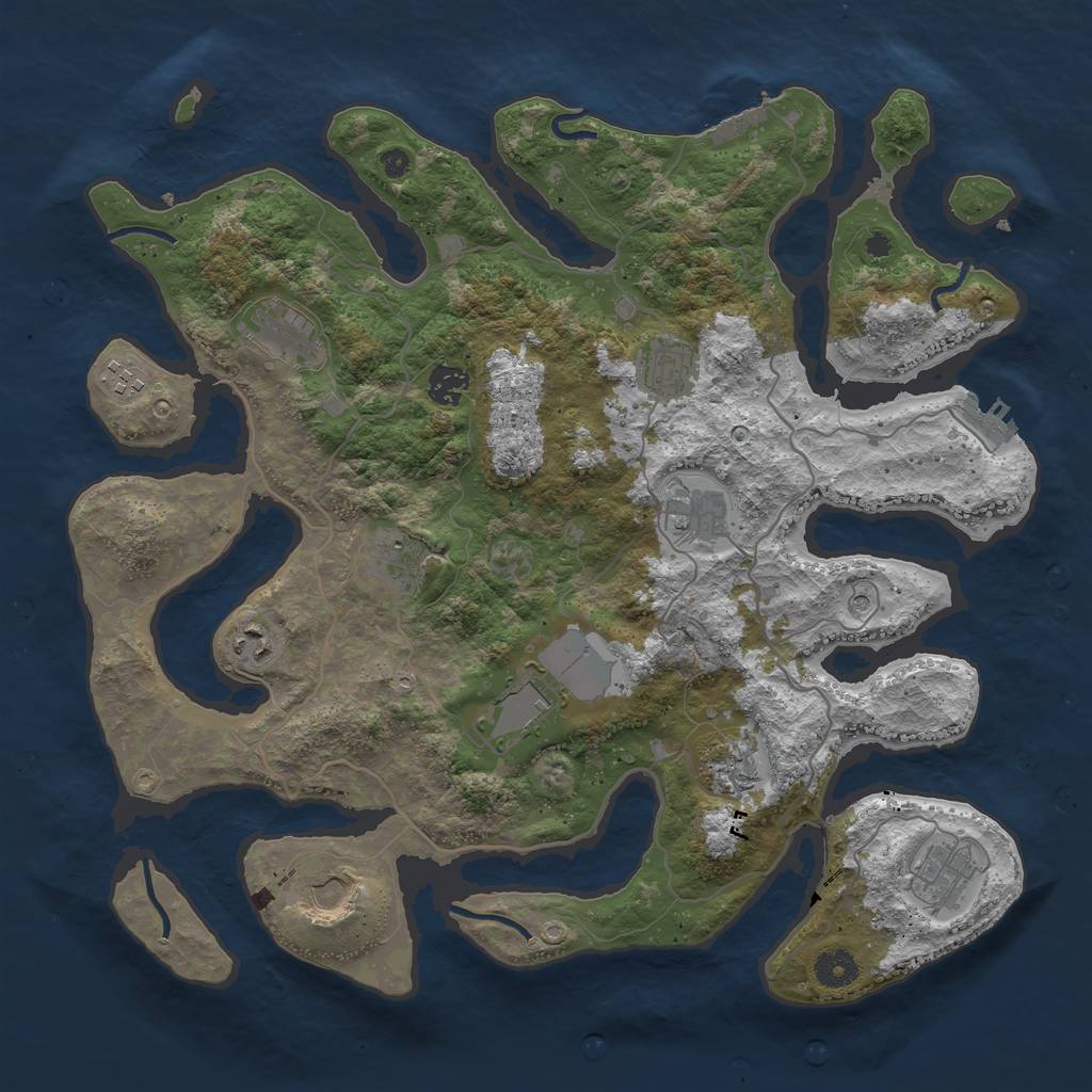 Rust Map: Procedural Map, Size: 4000, Seed: 764886258, 16 Monuments