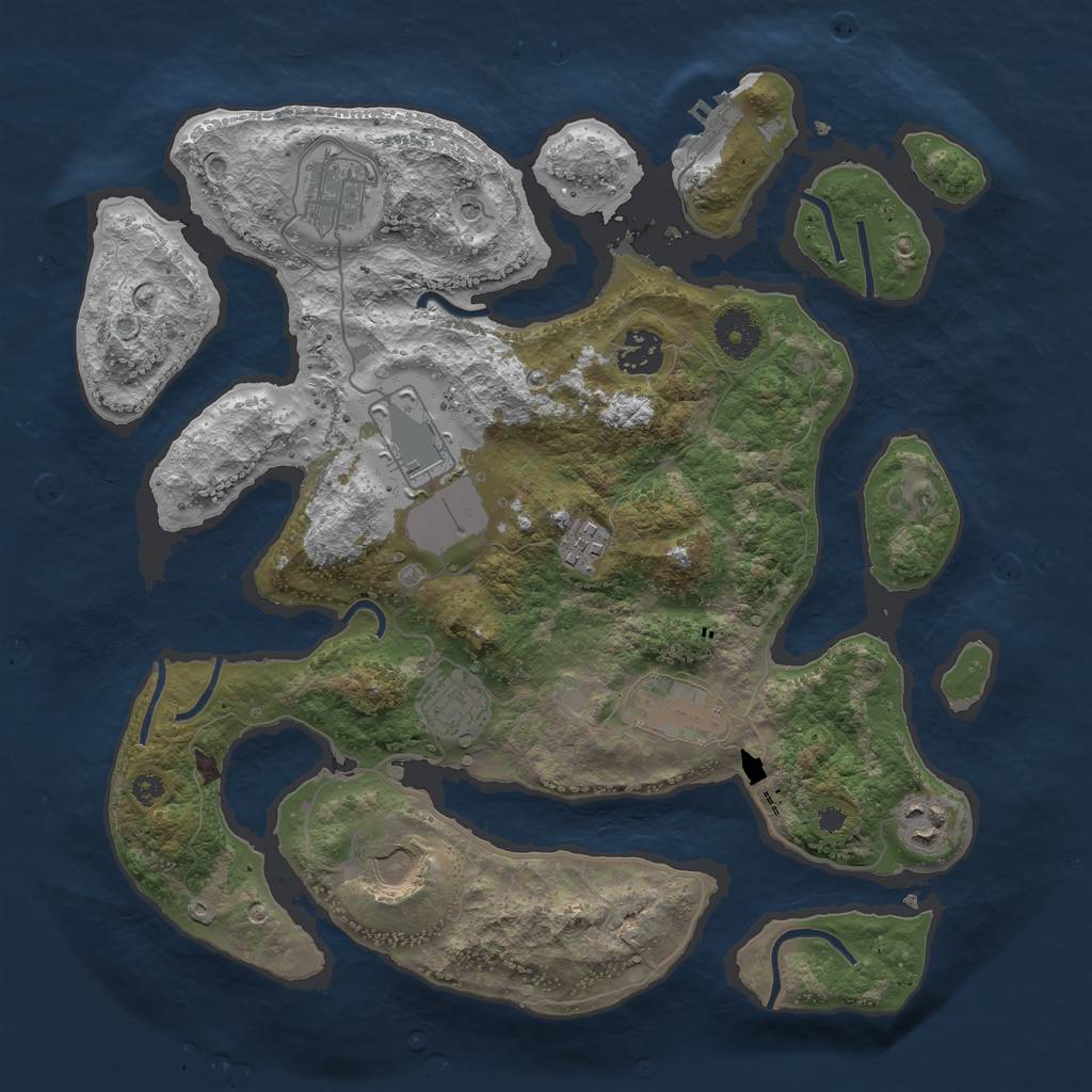 Rust Map: Procedural Map, Size: 3500, Seed: 248974, 12 Monuments