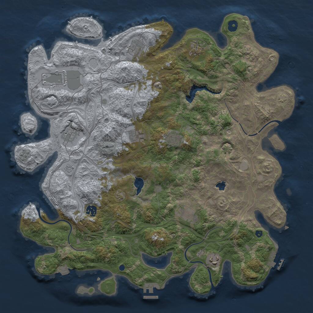 Rust Map: Procedural Map, Size: 4300, Seed: 1201584365, 16 Monuments