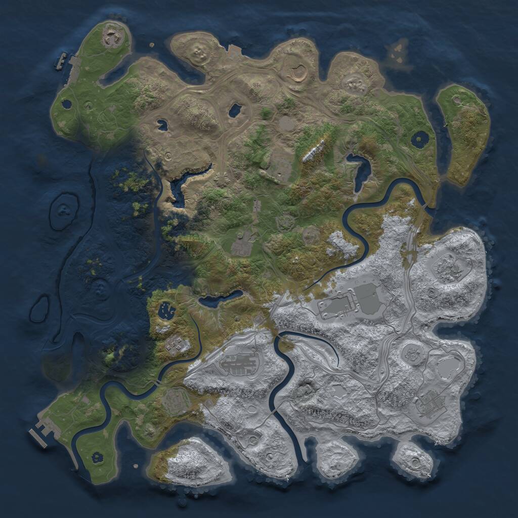 Rust Map: Procedural Map, Size: 4500, Seed: 8758, 17 Monuments