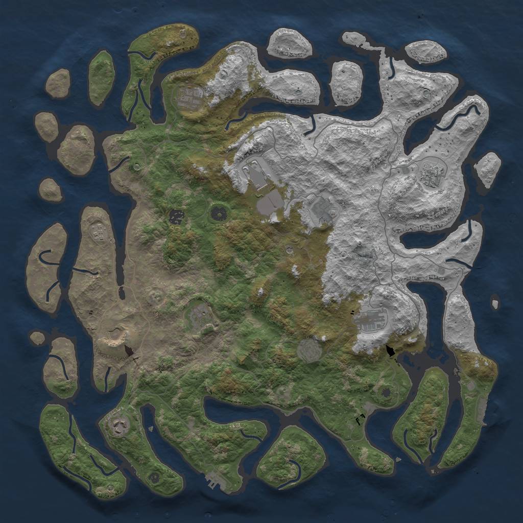 Rust Map: Procedural Map, Size: 5000, Seed: 10265785, 16 Monuments