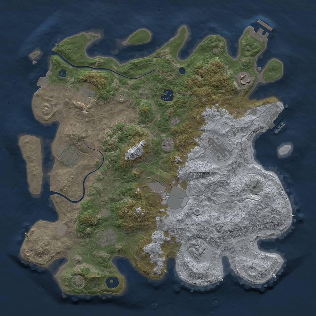 Rust Map: Procedural Map, Size: 3800, Seed: 1010878094, 15 Monuments